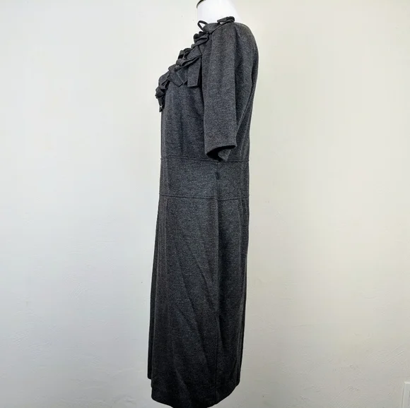Vintage Julian Taylor Dress Gray Ribbon Career Office Work Business Mad Men - Picture 6 of 8